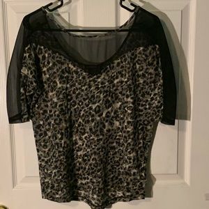 Express Animal Cheetah Print 3/4 Sleeve Top